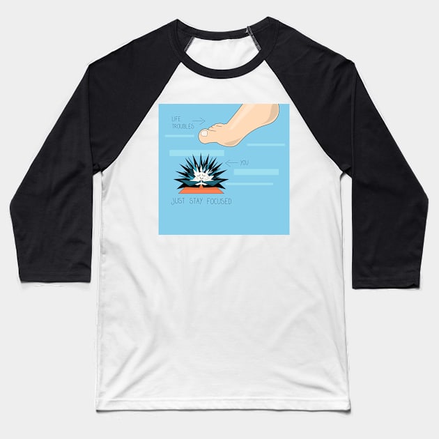 Sea urchin cartoon drawing in namaste yoga pose Baseball T-Shirt by SooperYela